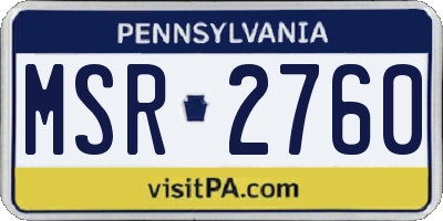 PA license plate MSR2760