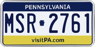 PA license plate MSR2761
