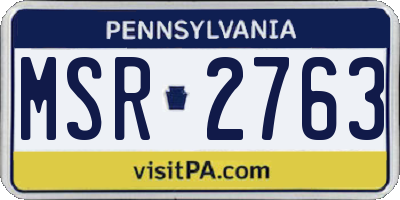 PA license plate MSR2763