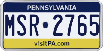 PA license plate MSR2765