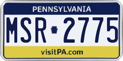 PA license plate MSR2775