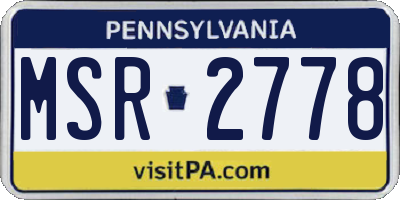 PA license plate MSR2778