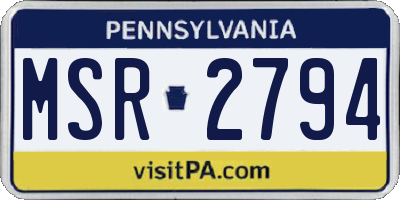 PA license plate MSR2794