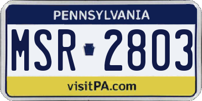 PA license plate MSR2803