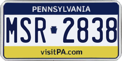 PA license plate MSR2838