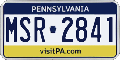 PA license plate MSR2841