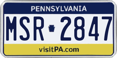 PA license plate MSR2847
