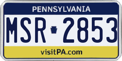 PA license plate MSR2853