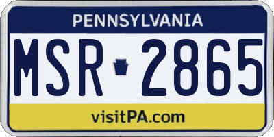 PA license plate MSR2865