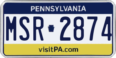 PA license plate MSR2874