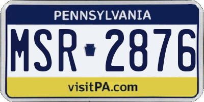 PA license plate MSR2876