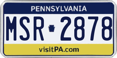 PA license plate MSR2878