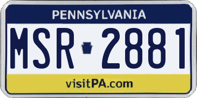 PA license plate MSR2881