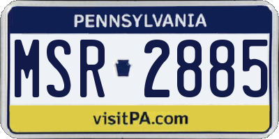 PA license plate MSR2885