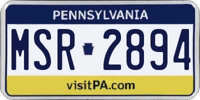 PA license plate MSR2894