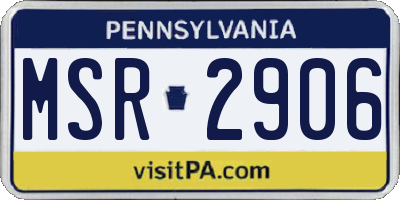 PA license plate MSR2906