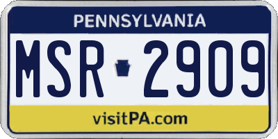 PA license plate MSR2909
