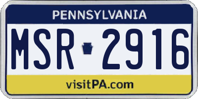 PA license plate MSR2916