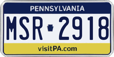 PA license plate MSR2918