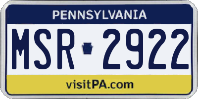 PA license plate MSR2922