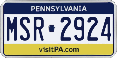 PA license plate MSR2924