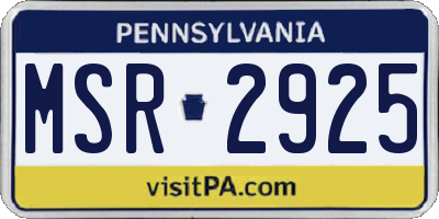 PA license plate MSR2925