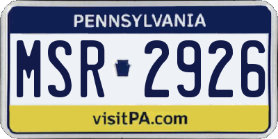 PA license plate MSR2926