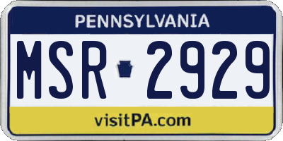PA license plate MSR2929