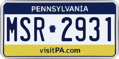 PA license plate MSR2931