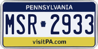 PA license plate MSR2933