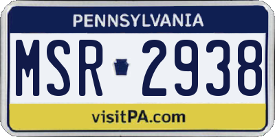 PA license plate MSR2938