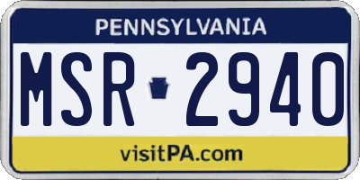 PA license plate MSR2940