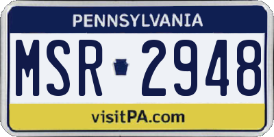 PA license plate MSR2948