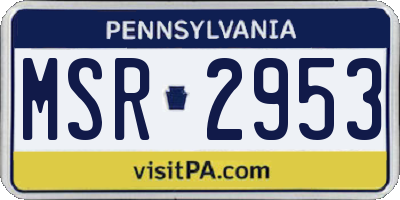PA license plate MSR2953
