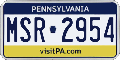 PA license plate MSR2954