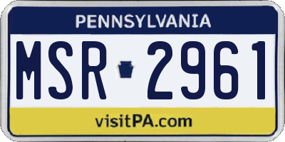PA license plate MSR2961