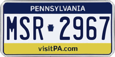 PA license plate MSR2967