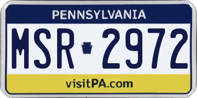PA license plate MSR2972