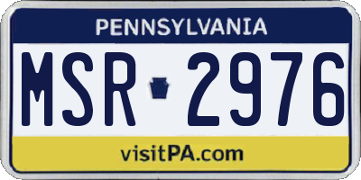 PA license plate MSR2976