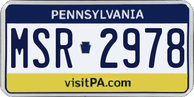 PA license plate MSR2978