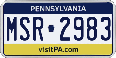 PA license plate MSR2983