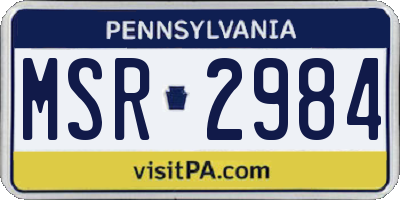 PA license plate MSR2984