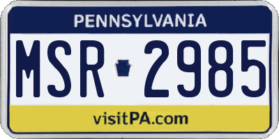 PA license plate MSR2985