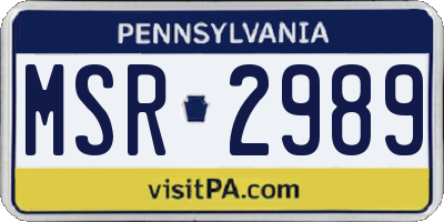 PA license plate MSR2989