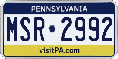 PA license plate MSR2992