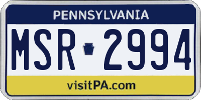 PA license plate MSR2994