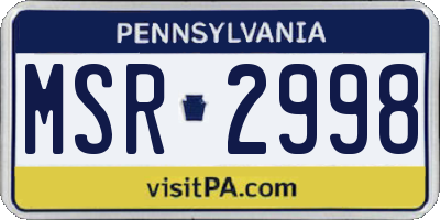 PA license plate MSR2998