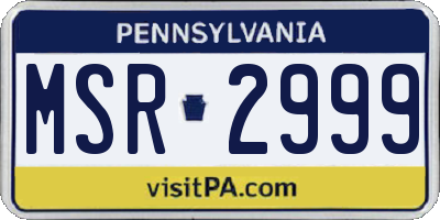 PA license plate MSR2999