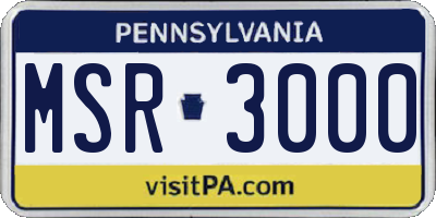 PA license plate MSR3000
