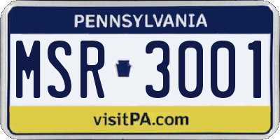 PA license plate MSR3001